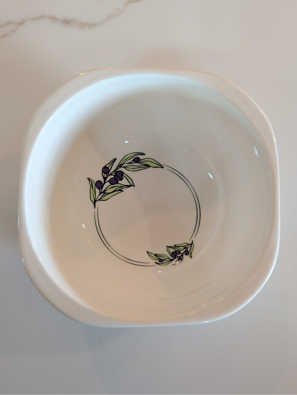 Thoughtfully New Bone China White With Purple Olive Design Bowl